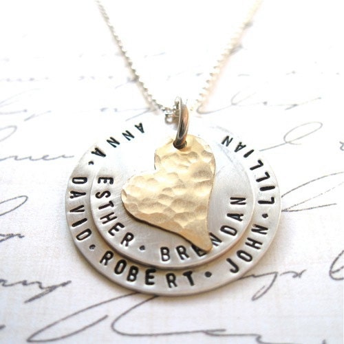 Layered Sterling Silver Gold Heart Family Necklace