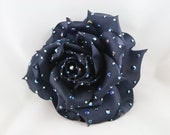 Navy Blue Silk Rose Hair or Anywhere Clip