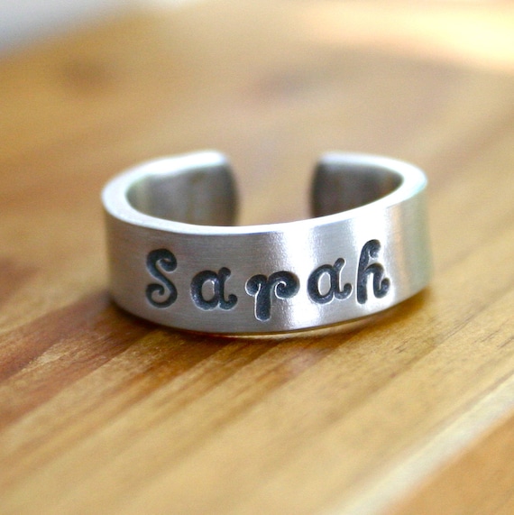 Custom name ring with school year - hand stamped ring - class ring