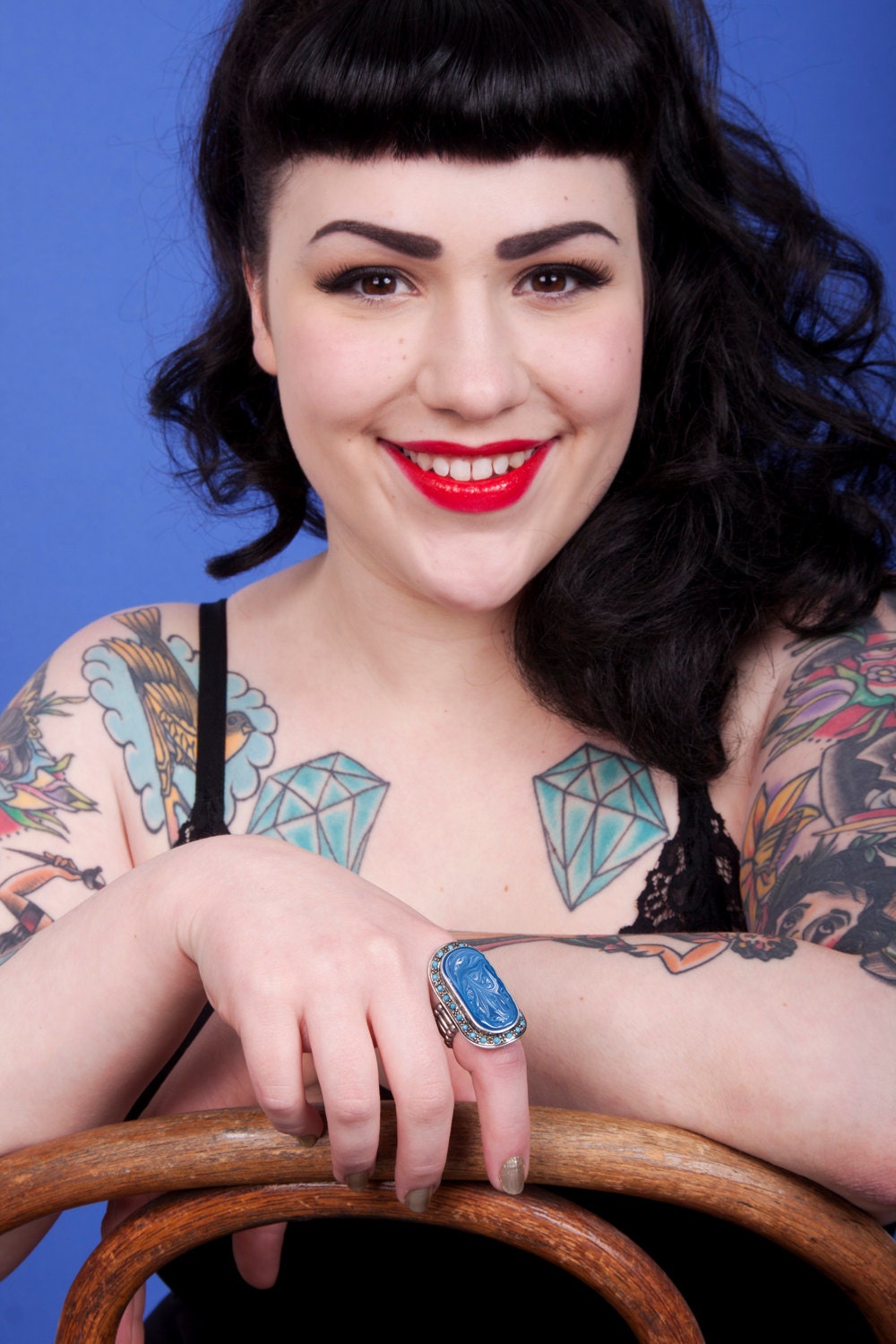 Psychedelic Vintage Gemstone Ring - Cobalt - Adjustable