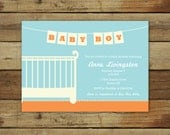 modern baby shower invitation or thank you note - mod crib