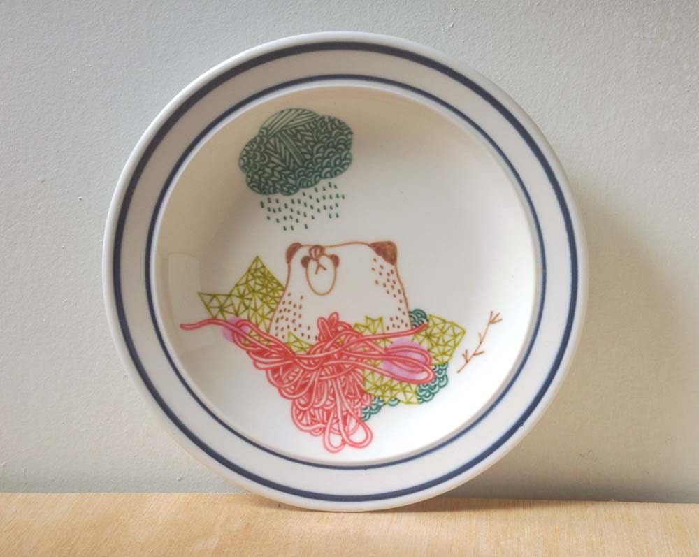 hand painted plate - bear