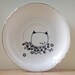 small plate hand drawn- original drawing illustration cat with flowers