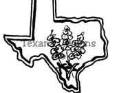 Jam'n Bluebonnet Texas (mini)    Cling Mount Rubber Stamp