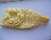 SALE TODAY. Crochet Headband Earwarmer headwrap in pale yellow  girls accessories Handmade 5 to 10 years old