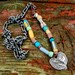 SALE SALE SALENecklace Heart Fine Silver Vintage African Beads Steel Chain "All Kinds of Weather"