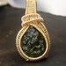Moldavite necklace pendant - 14 Karat Gold fill wire wrap - single stone - crystal gem mineral wire wrapped - mandalarain