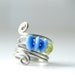 Wire Ring, Beaded Ring, Funky Ring, Silver Metal Ring, Blue and Green, Made in Canada - Wild Child