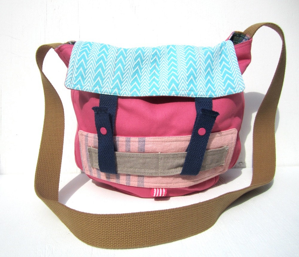 Pink and Plaid Hobo Messenger Satchel
