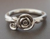 14K White-Gold Rosebuds - SAMPLE SALE - Small Size (Sizes 5.5 to 5.75) - Solid White Gold Ring