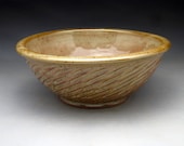 2 Quart Bowl-  Shino Glazed with Carved Design
