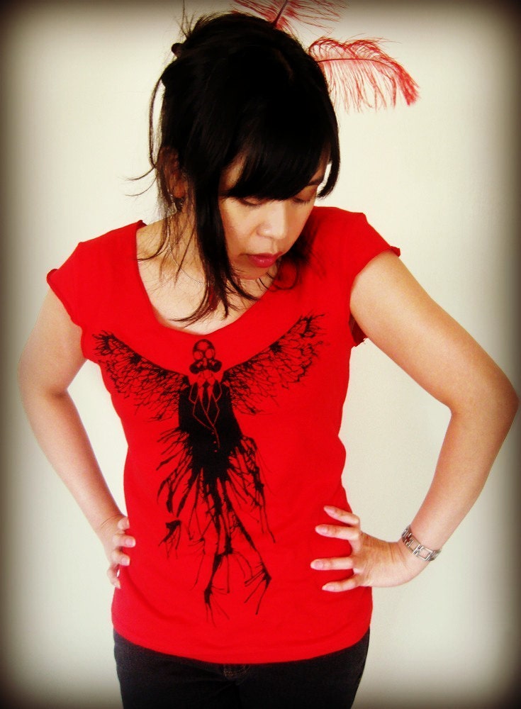 Gas Mask Angel Women's Tshirt - Apocalyptic Angel Wings Tee Shirt for Women