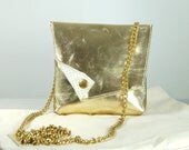 Amelie, Gold leather shoulder / clutch bag, handmade.