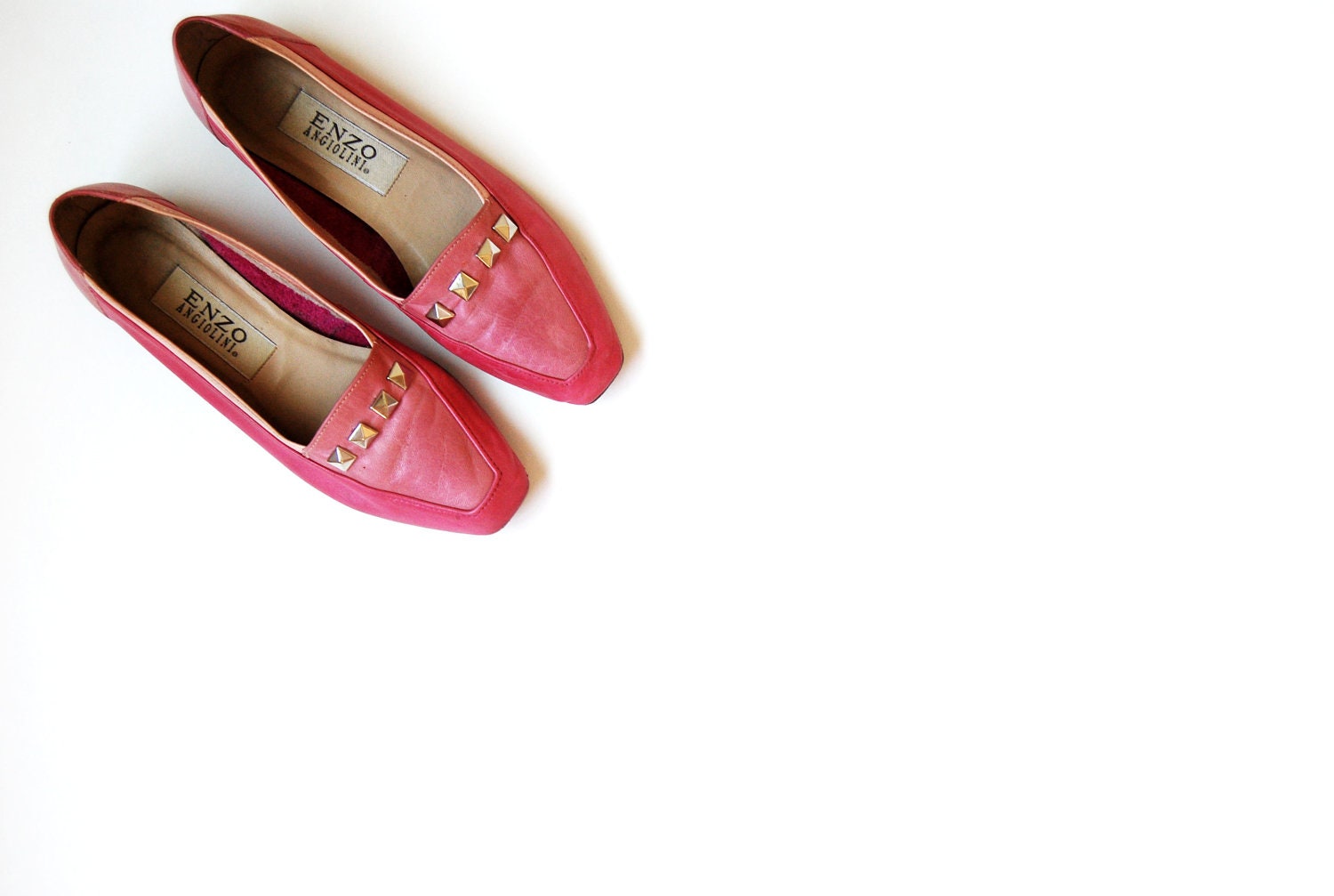 vintage STUD loafer / 1980s COLOR BLOCK leather slip on