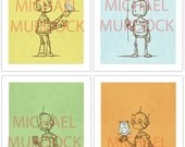 Cute Robot Art Prints - 4 pack - 5x7