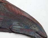 Salmon Art  Sculpture Made in Raku Ceramics Wall Art 3