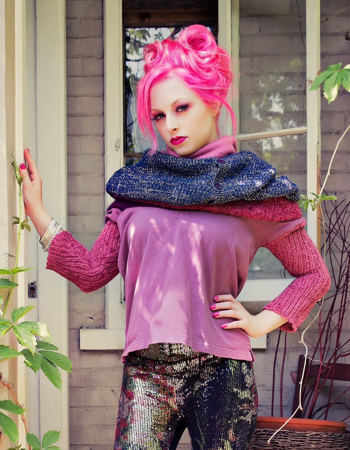 Upcycled OverSized Hooded Patchwork Cocoon Sweater by Janice Louise Miller