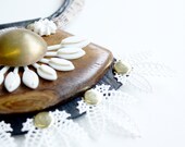 Wood, Metal, Leather, Cord and Vintage Plastic Necklace - Daydream Necklace - Only TWO available