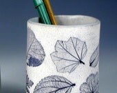 Pencil Cup, blue leaf