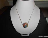 Multicolored Polymer clay Bead on Silver chain