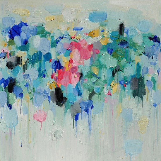 Art print- art Giclee Print 16x16 from original oil painting - Lotus- wall decor- wall art- abstract