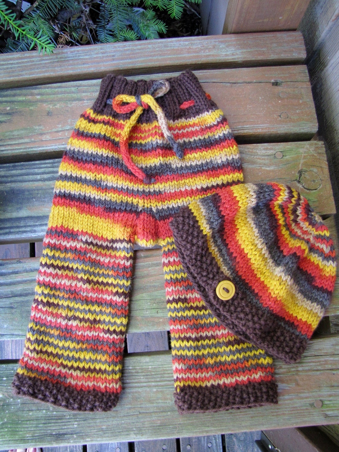 Medium Fall colors Wool Longies Ready to Ship