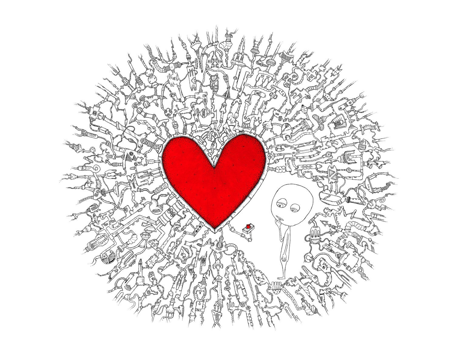 The Mechanism 11x14 Print of original Heart drawing