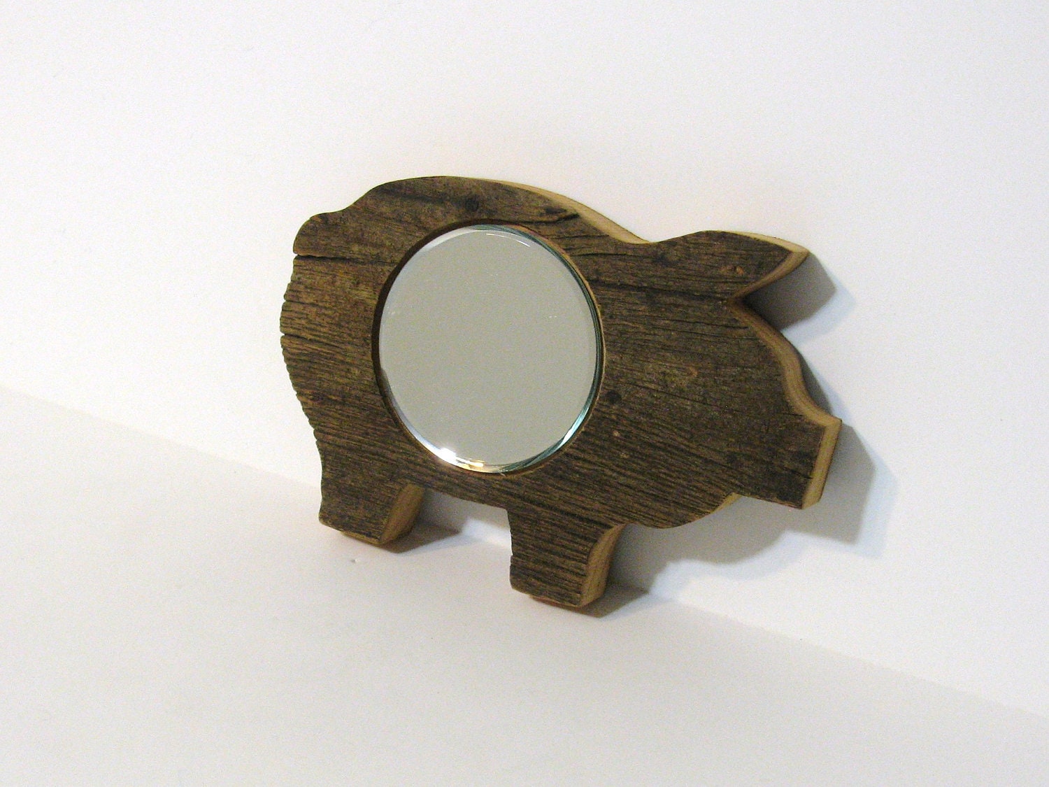 Pig Beveled Glass Mirror Made Of Antique Barn wood
