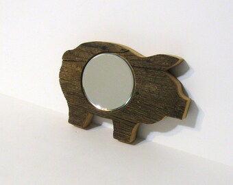 Pig Beveled Glass Mirror Made Of Antique Barn wood