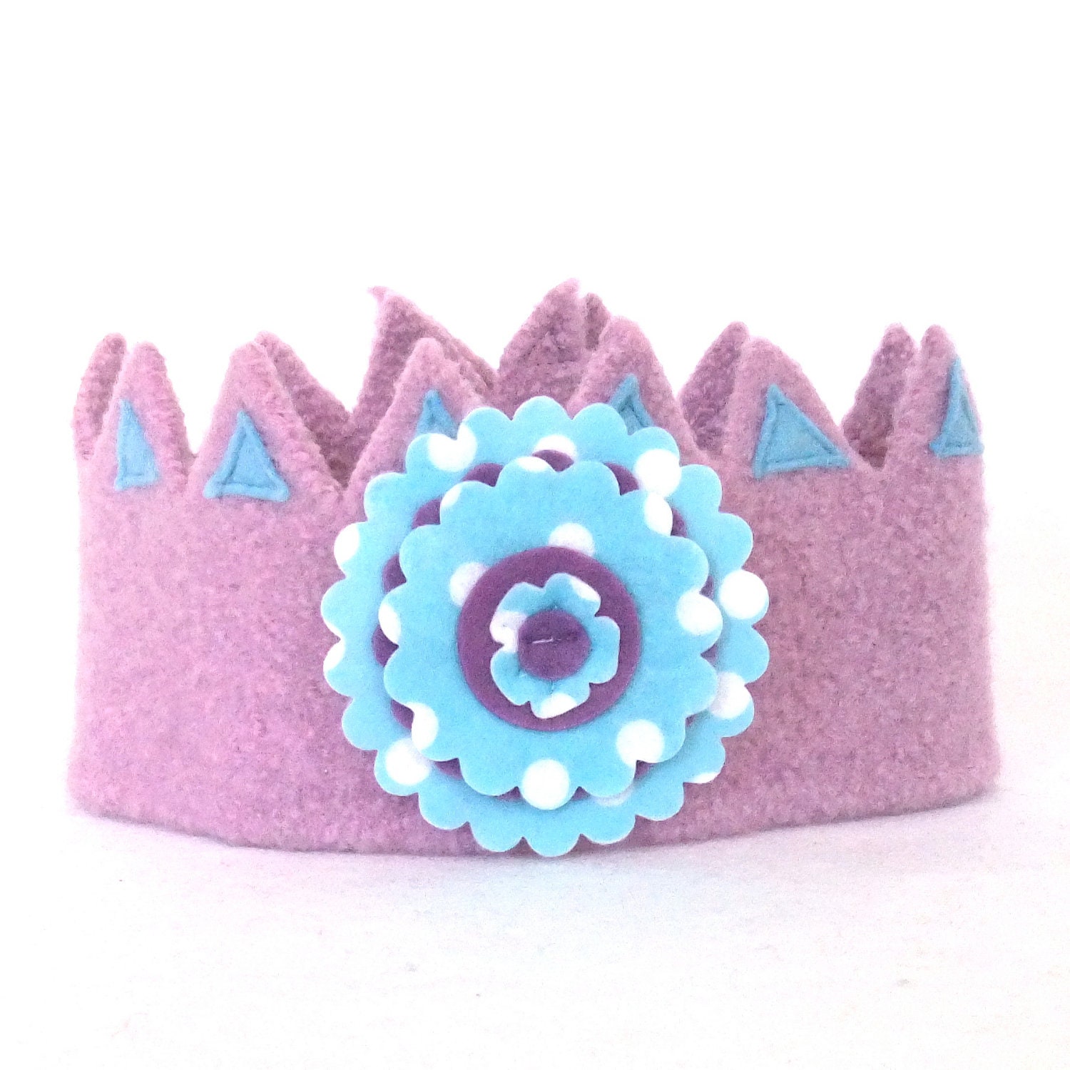 Wool Felt Crown with removable flower Polka Dot Flower Princess