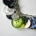 Lime Navy and Pearl Button Charm Bracelet