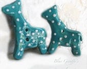 Blue Giraffe Handmade Designer Ceramic Buttons in Aqua Blue