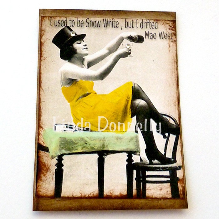 40% off sale Funny vintage Mae West quotes blank photo greeting cards set of 4