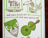Happy Birthday Tiki Letterpress Printed Card
