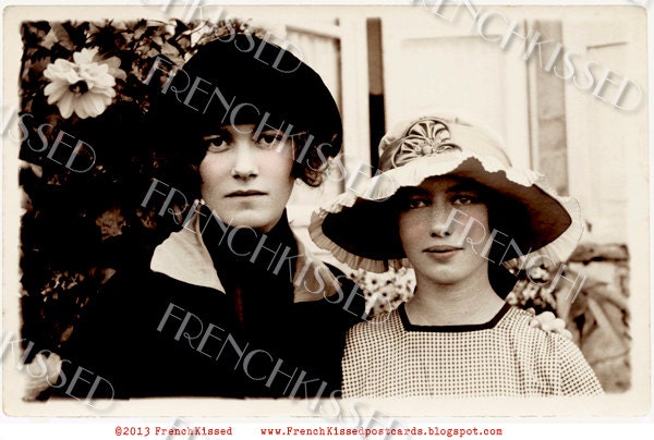Those Two PARIS GALS Instant Download Antique French Portrait Digital Scan