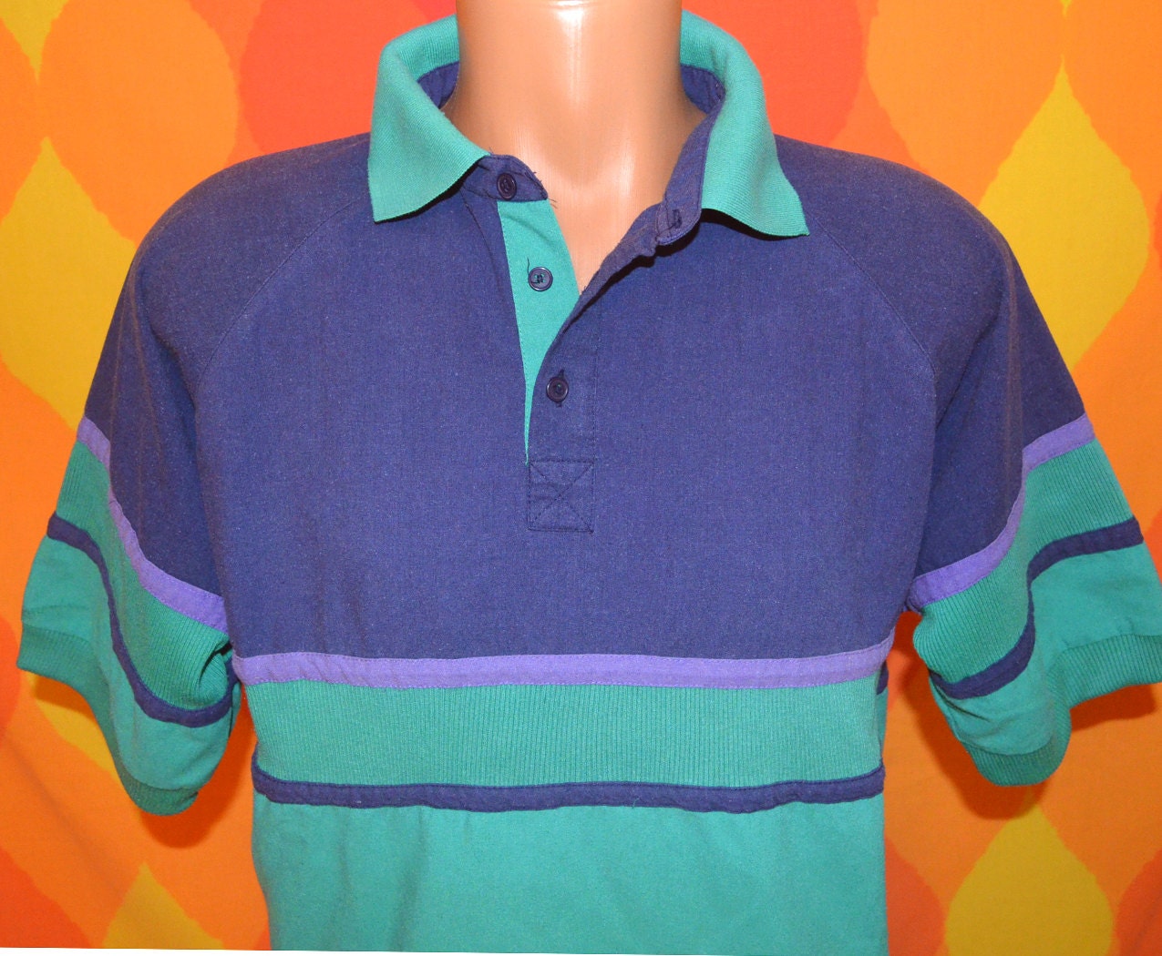 vintage 80s golf shirt polo YACHT leisure navy green southern classics Medium preppy resort