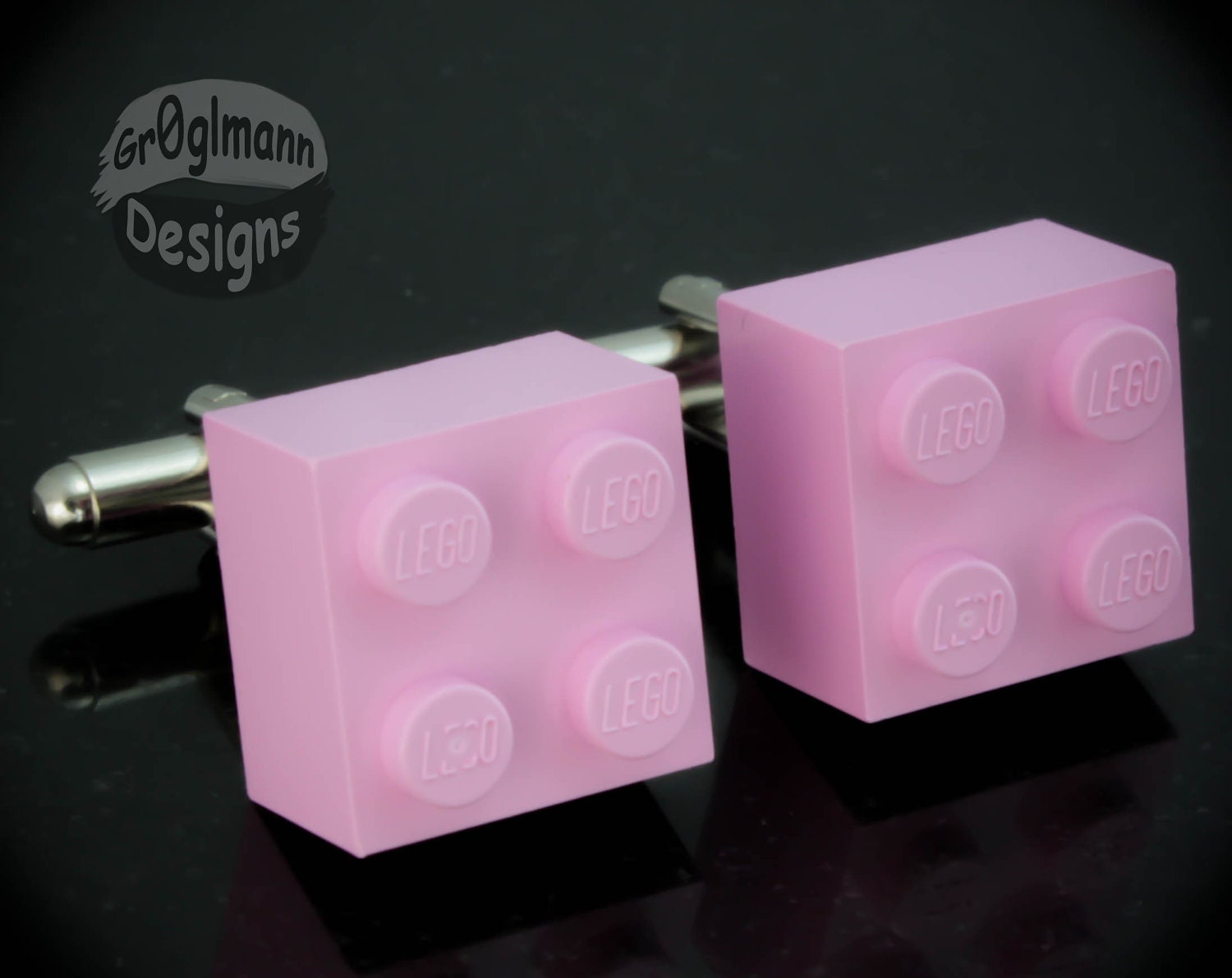 Powder Pink Brick Cufflinks :) made with LEGO bricks