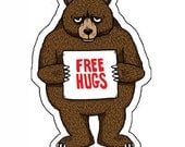 Free Hugs Bear Die Cut Vinyl Sticker