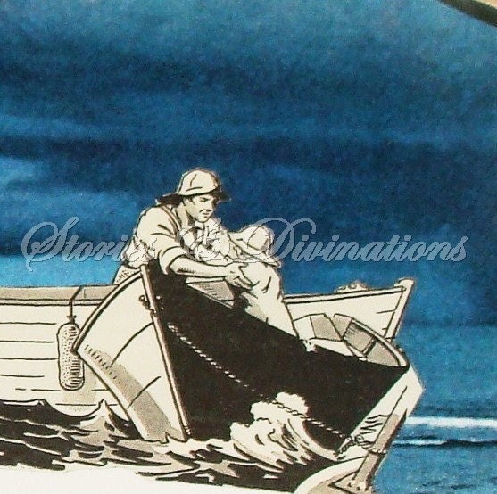 Cards for Men - The Most Welcomed Hug - Handmade Collage Card - One Very Special Blank Notecard with a Rescue at Sea