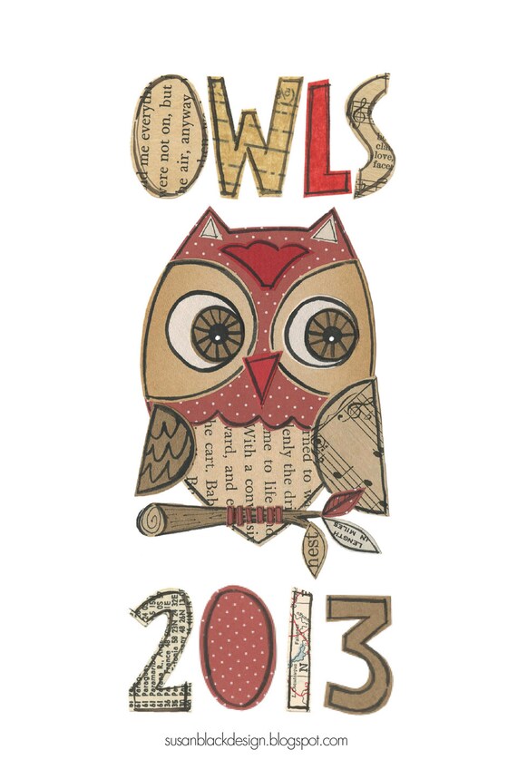 2013 CALENDAR - 6 x 9 Lil' Owls wall calendar