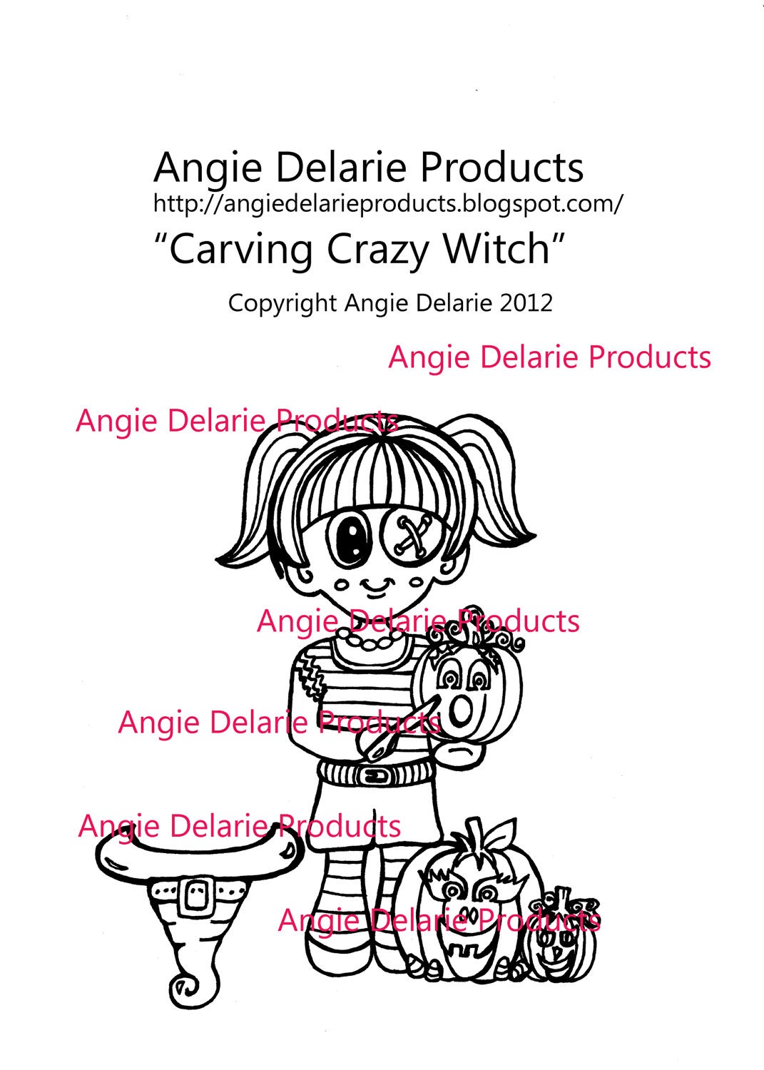 Carving Crazy Witchie - Digital Stamp