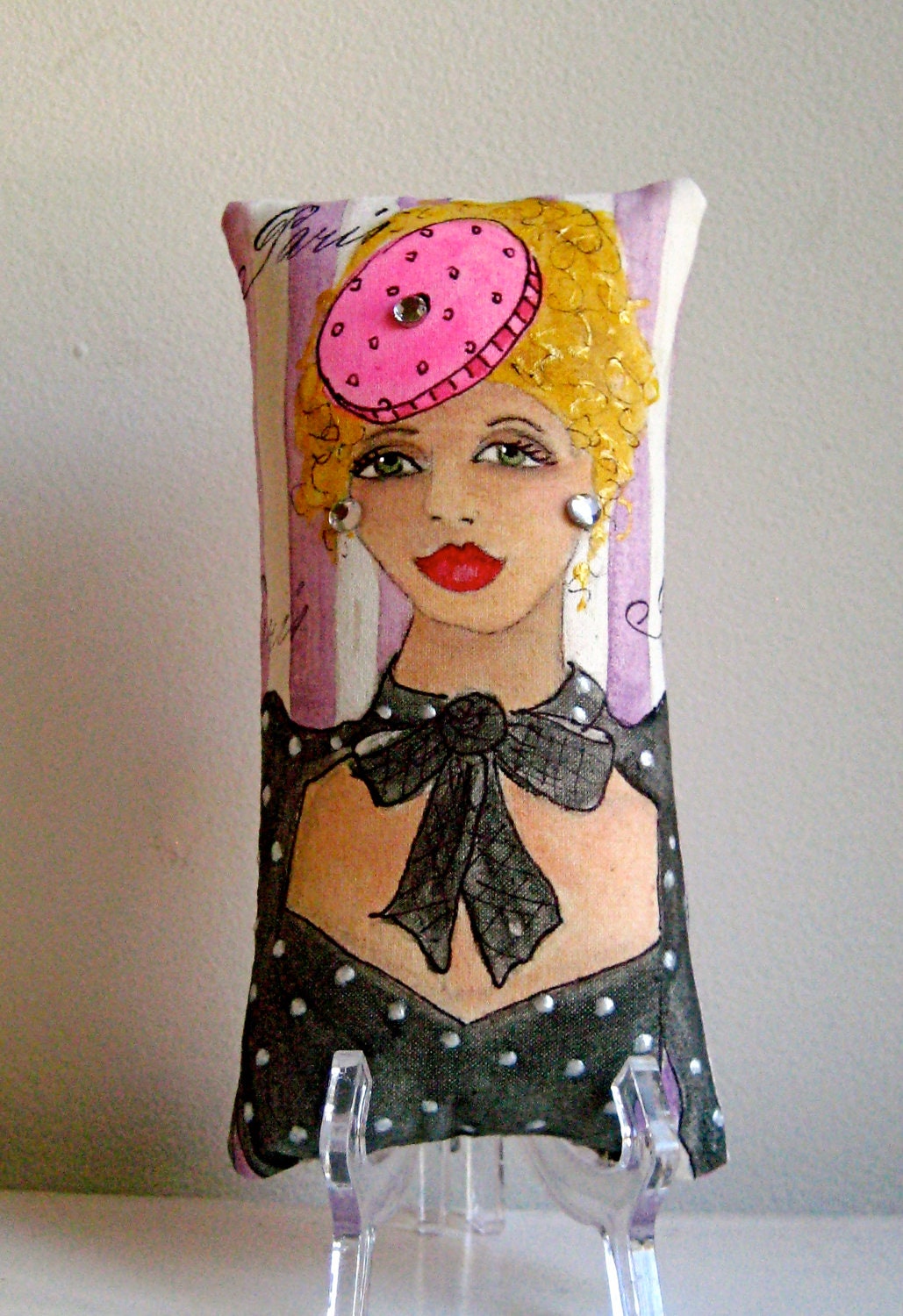 FIFI LA FEMME Skinni Mini Hand Painted Pillow and Quote (Born free ... now I'm expensive.)