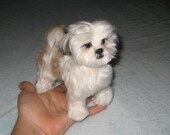 Handmade Animal Sculpture / Custom Pet Portrait of your Dog by Gourmet Felted / Your Pet in Miniature / Needle Felted Dog / Cute / poseable