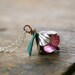 A Karen Silver flower bead cap, a faceted pink quartz rondelle, verdigris leaf, sterling silver chain, Petite Necklace