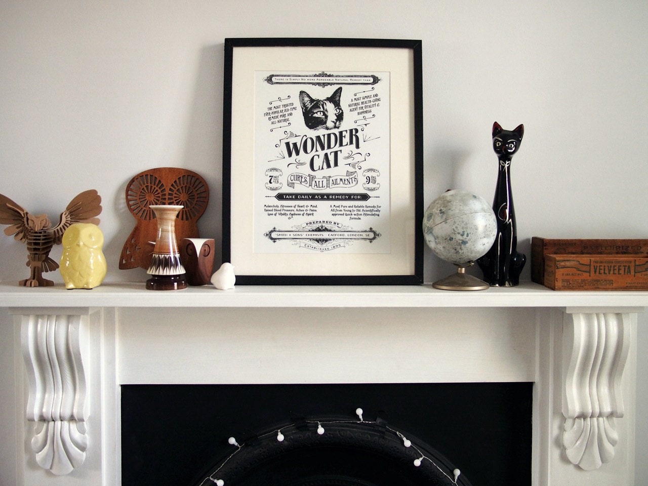 Wonder Cat  - Vintage style screenprint poster