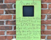 Hand Painted 20x12 inch Memory Frame with Quote, Apple Green