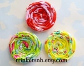 Rolled Fabric Flower Rosettes Set of Three