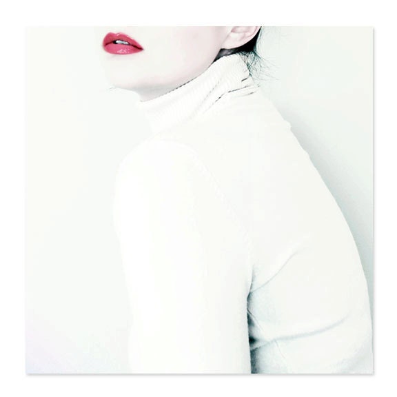 Female Portrait, White Out, 5x5 Print, Modern Portraiture, Pure White, Pink Lips, Fine Art Photography