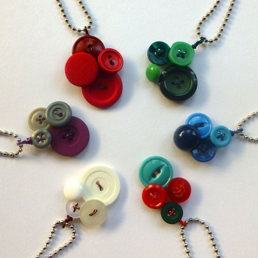 Custom Small Vintage Button Pendant Made to Order in your choice of colors
