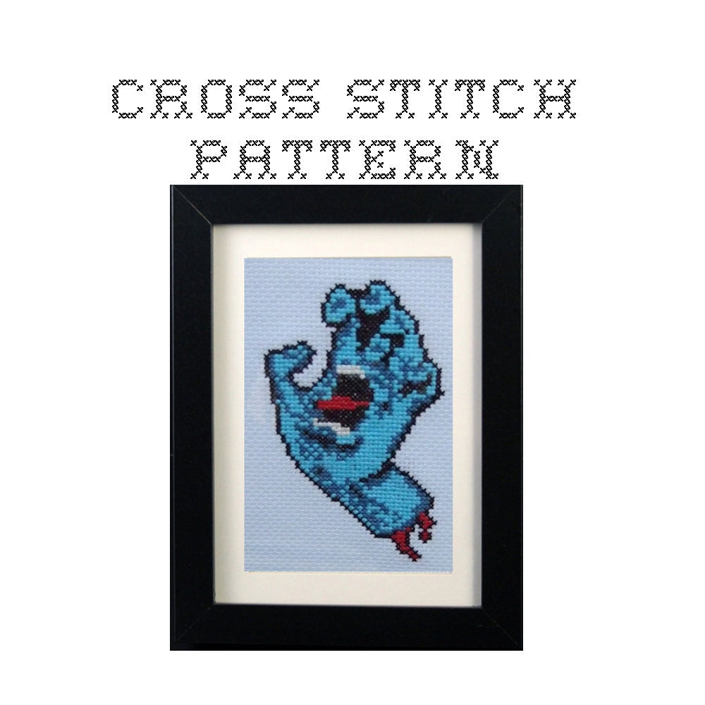 DIY Jim Phillips inspired Screaming Hand - .pdf Original Cross Stitch Pattern - Instant Download